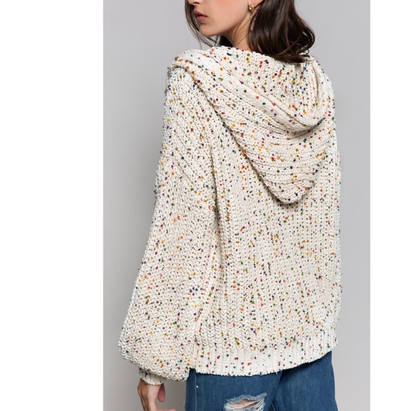 Desired Collection Sweaters Lastchenille Confetti Zip Front Hoodie